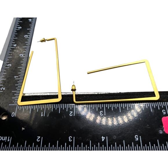 Pierced Earrings Large Geometric Square Angled Bold Straight Line Statement - Picture 4 of 5